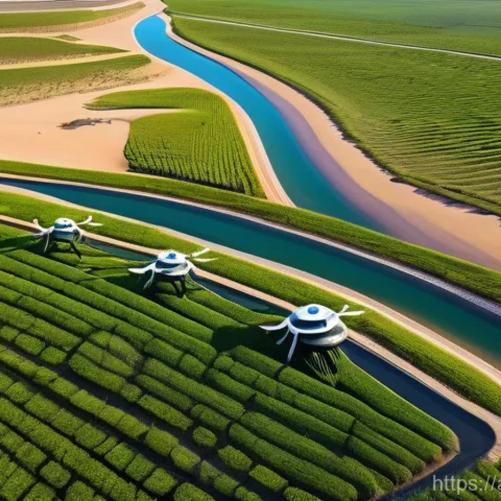 생태계 복원 기술의 혁신과 도전 - **Prompt:** A vibrant, futuristic desert landscape being transformed into a green oasis through adva...