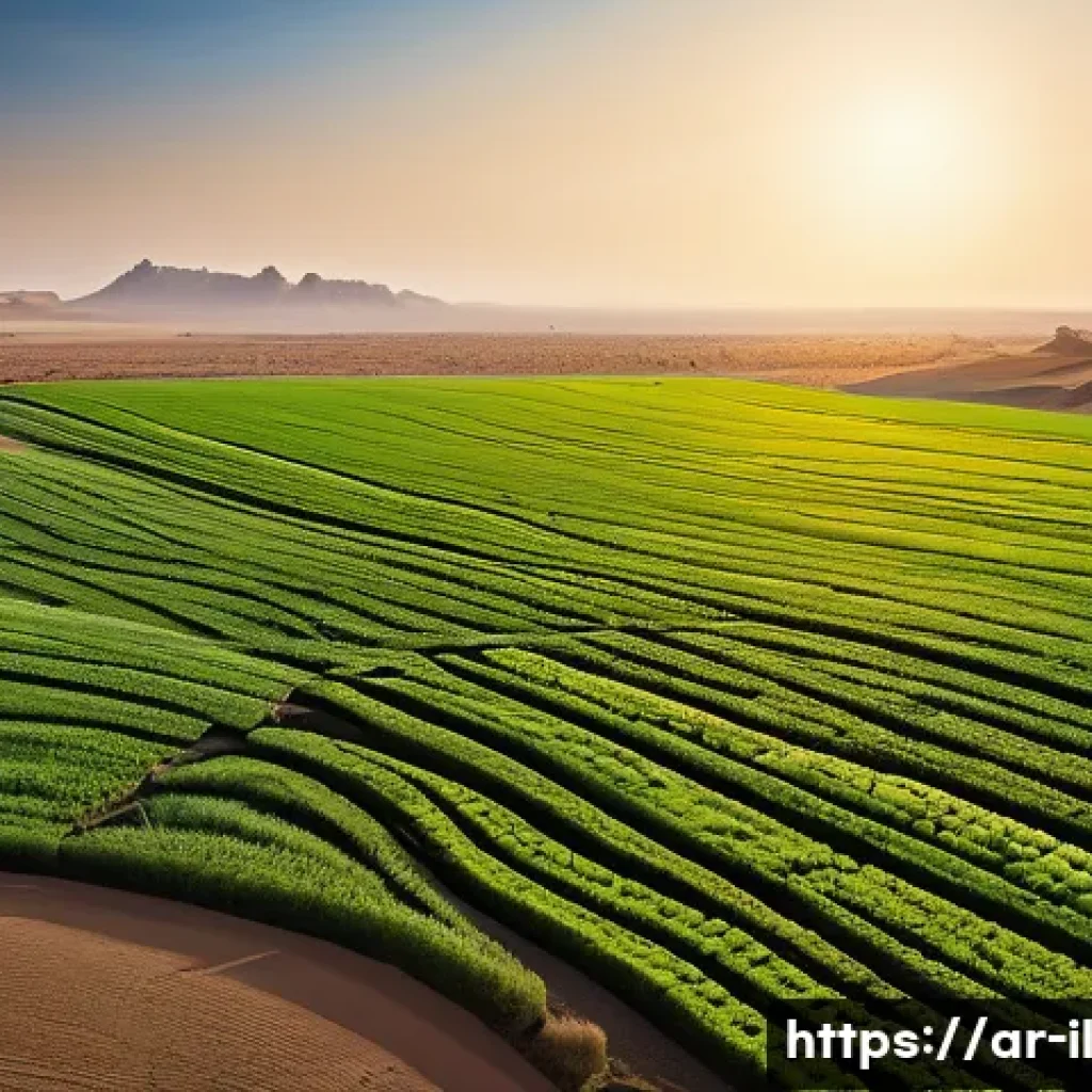 생태계 복원 기술과 지속 가능한 관광 - **Prompt 1: "The Green Transformation of Arid Lands by Advanced Robotics"**
A wide-angle, vibran...