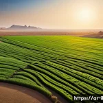 Home 22 생태계 복원 기술과 지속 가능한 관광 - **Prompt 1: "The Green Transformation of Arid Lands by Advanced Robotics"**
A wide-angle, vibran...