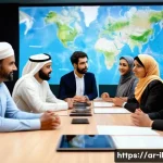 Home 21 생태계 복원 기술의 글로벌 파트너십 - A diverse group of environmental experts from Middle Eastern and African countries collaborating aro...